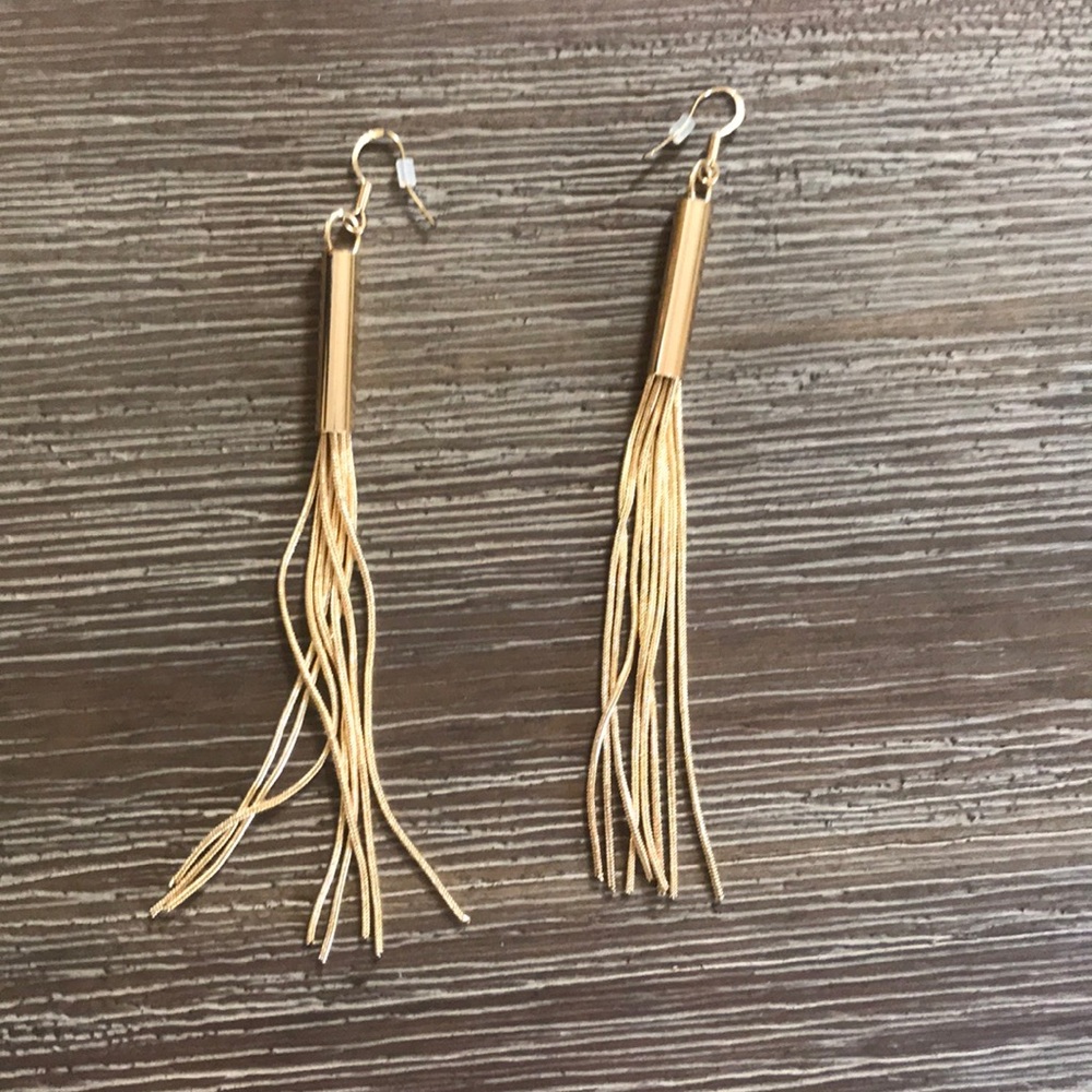 Gold Plated Tassel Earring - Picture 2 of 3